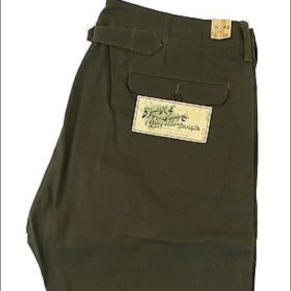 RRL Green Rigid Cotton Buckleback Pants Chino